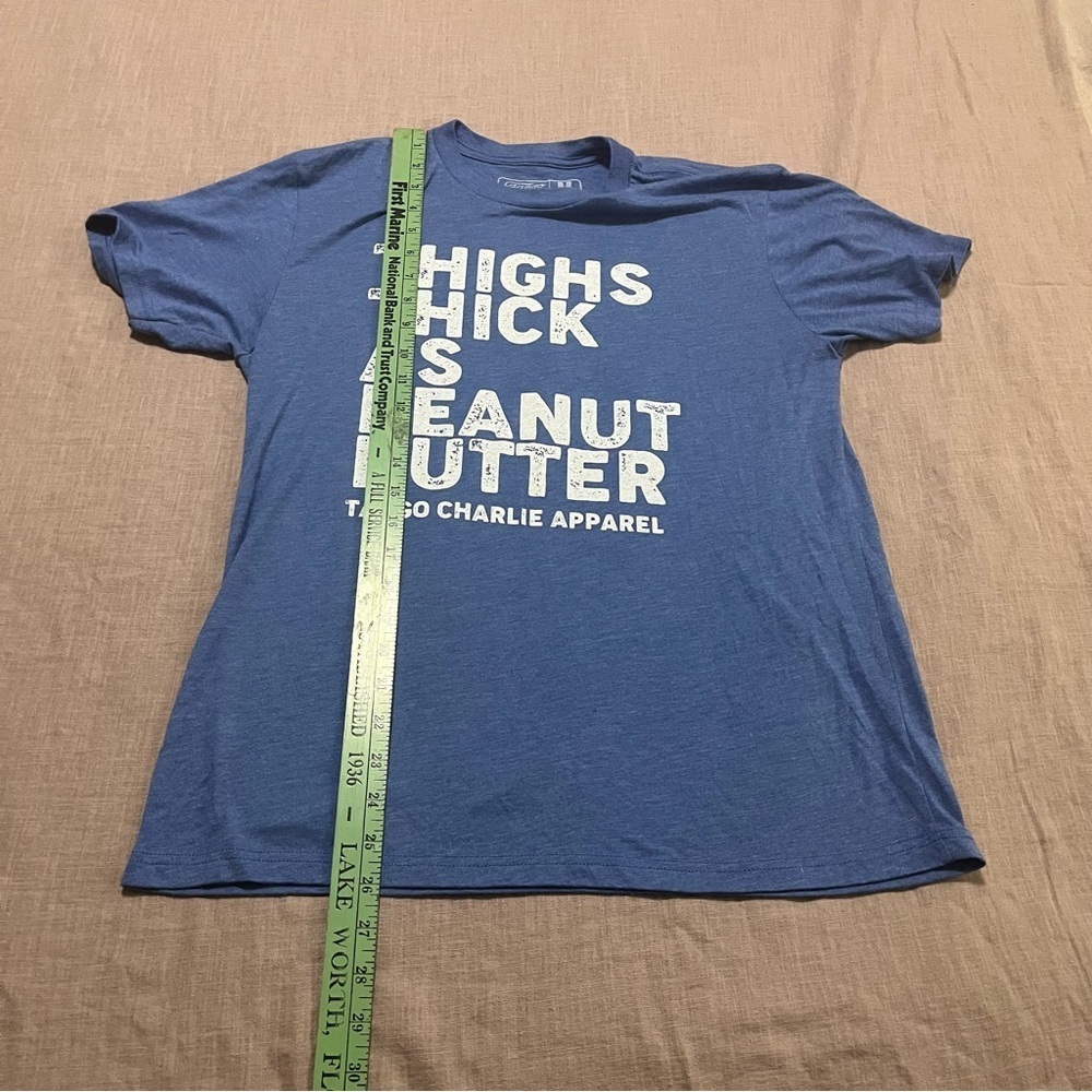 “Thighs Thick as Peanut Butter” Graphic T-Shirt Size Medium Gym Workout Humor - Picture 6 of 6